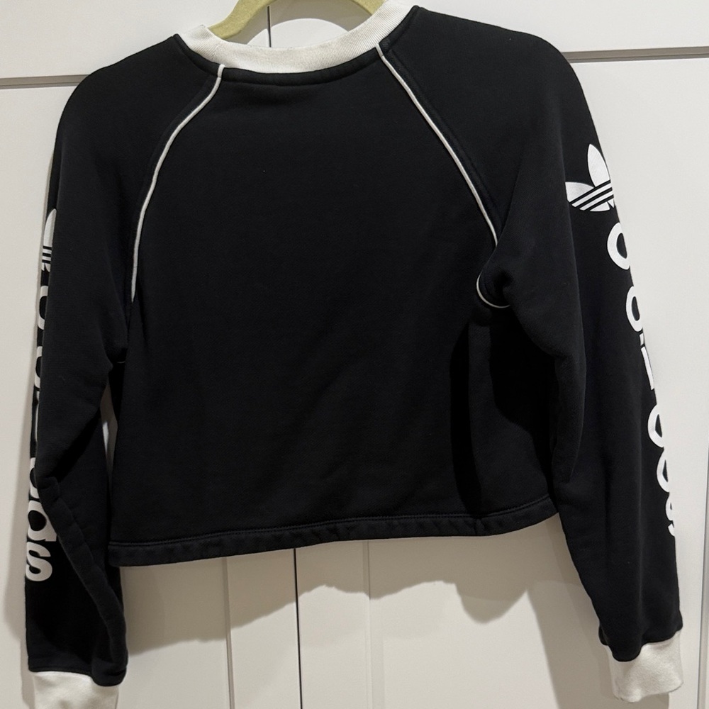 adidas Black & White Cropped Trefoil Pullover - Picture 6 of 6